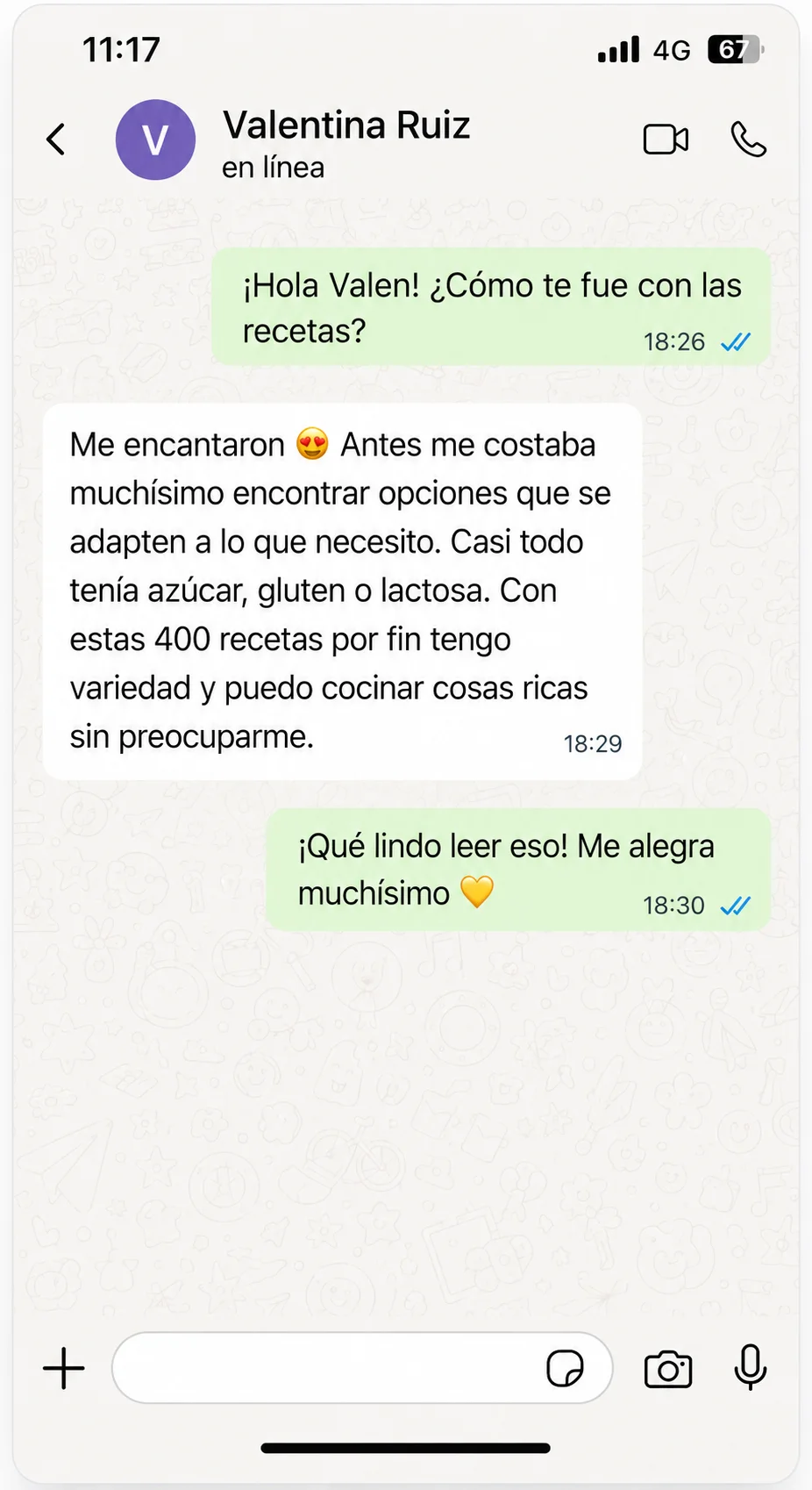 Mensaje de una clienta