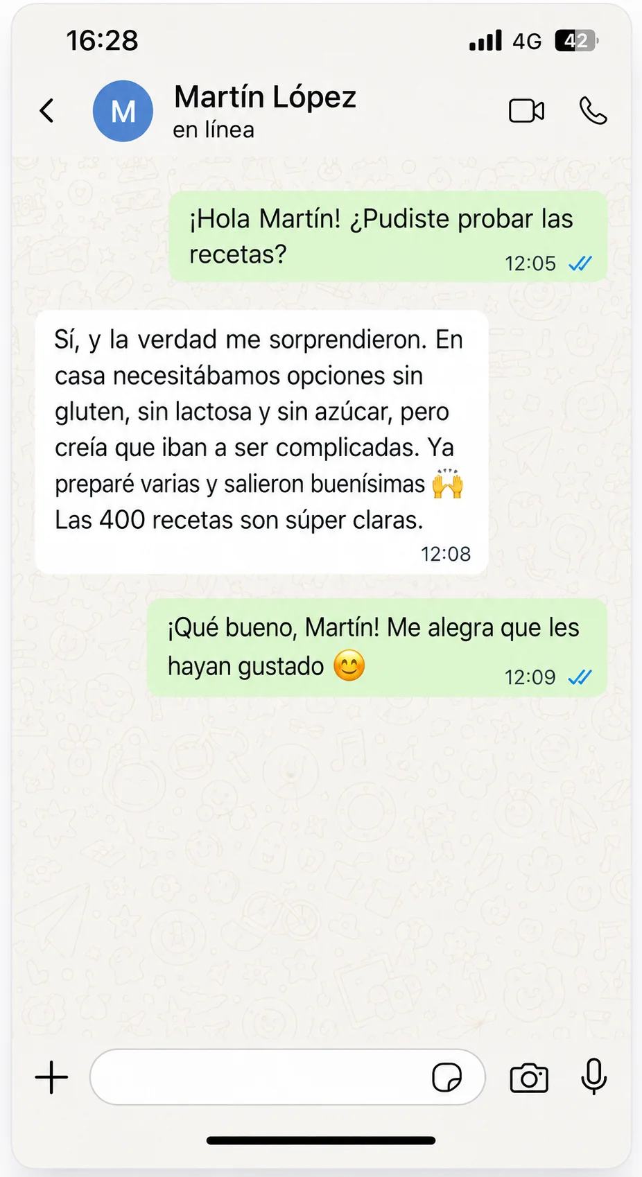 Mensaje de una clienta