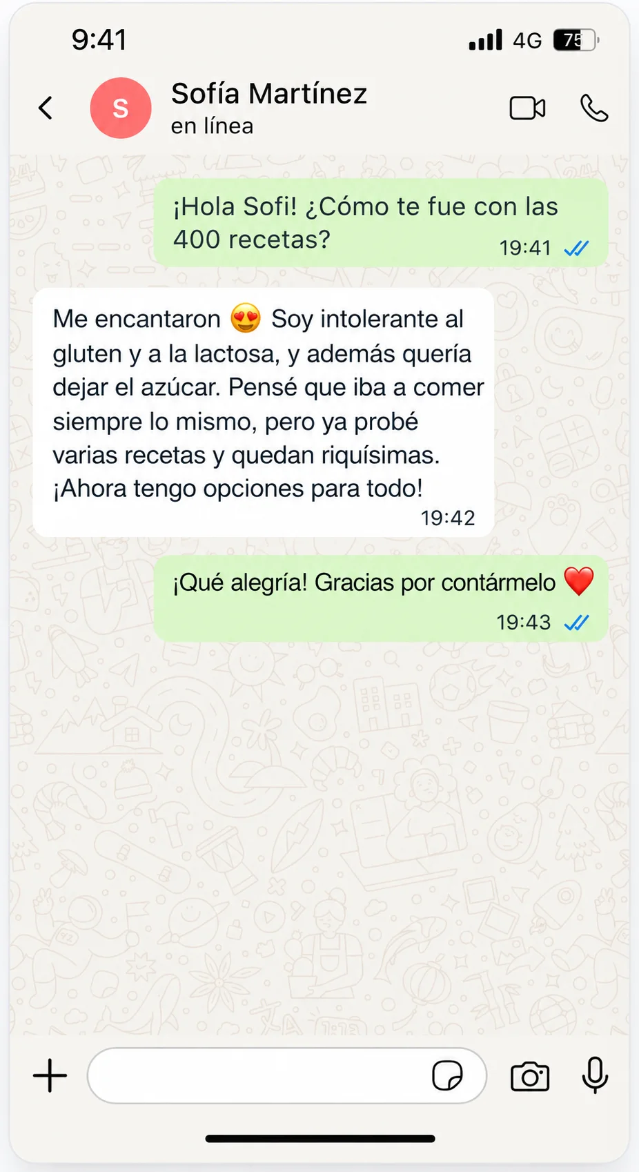 Mensaje de una clienta